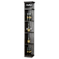 Dark gray lattice wine bottle shelf with square base, 7 ft tall