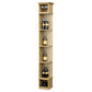 Lattice quarter round wine shelf with square base, natural wood tone, wine bottle display