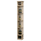 Lattice wine shelf with square base, tall corner organizer in light wood finish.