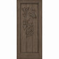 Wine cellar door with wrought iron grape grate, walnut-stained wood, square top