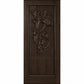 Wine cellar door with wrought iron grape grate, espresso-brown wood, square top