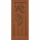 Wine cellar door with wrought iron grape grate, medium brown wood, square top