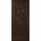 Wine cellar door with decorative wrought-iron grape motif, dark brown finish, square-top frame