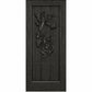 Wine cellar door with decorative wrought-iron grape motif, dark finish, square-top frame