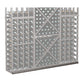 Grey wine bottle storage rack with diamond pattern and bottle compartments