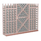Light wood wine bottle rack with grey diamond panel and bottle compartments