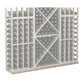 White wine bottle storage rack with gray diamond back and open bottle slots