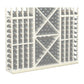 White wine bottle storage rack with gray diamond back and back-row bottle slots