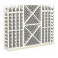 White wine bottle storage rack with gray diamond panel and wine-bottle cubbies