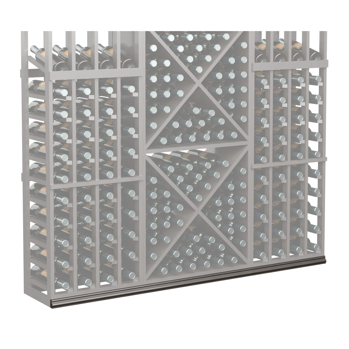 72-inch straight base molding featuring a gray wine rack panel with diamond lattice holes