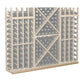 72-inch straight base molding with light wooden slats, gray lattice, and bottle openings