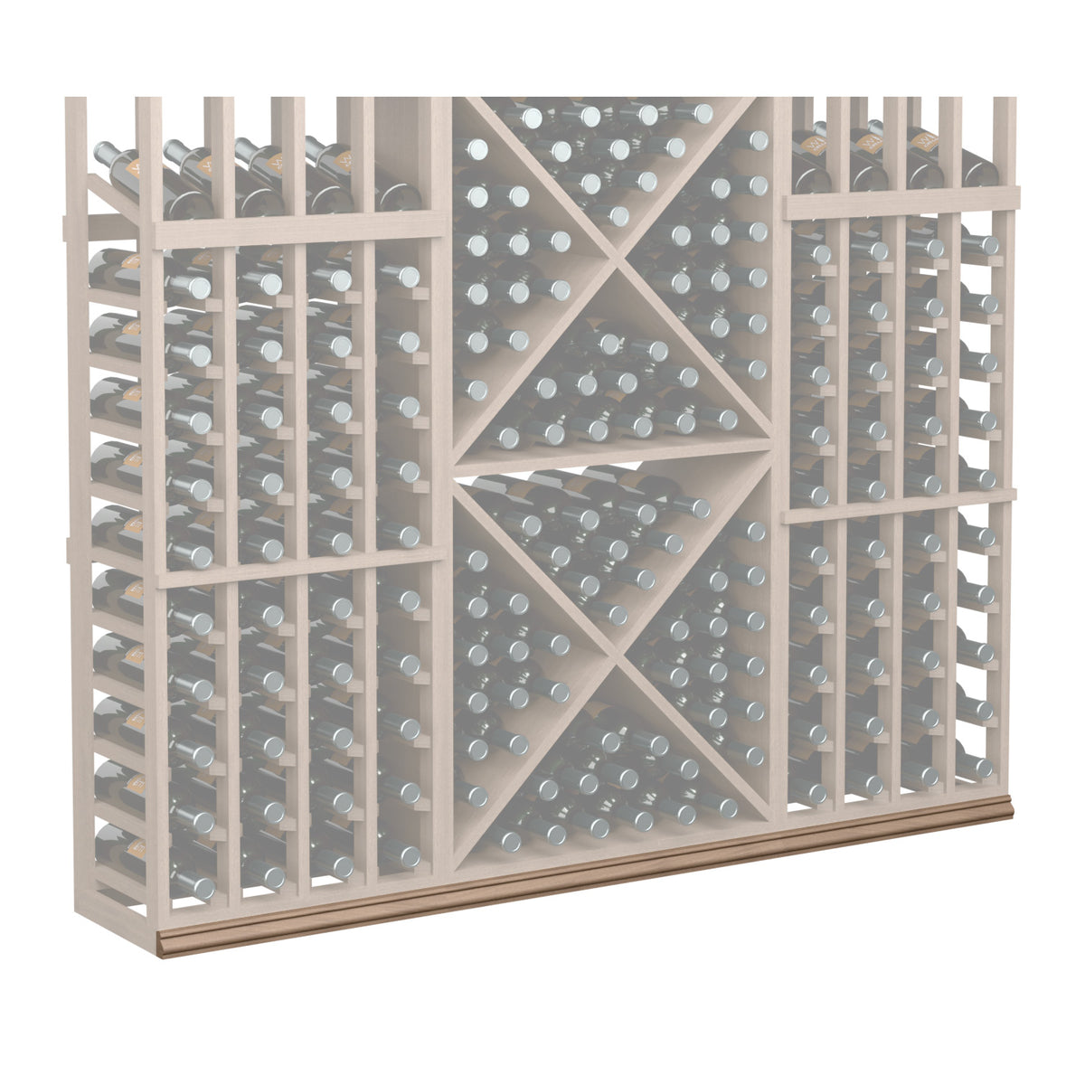 72-inch straight base molding featuring a gray wine rack panel with diamond cross braces