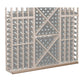 72-inch straight base molding with gray wooden frame, diamond pattern, and bottle openings
