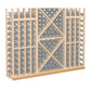 Light wood wine bottle rack with diamond-pattern bottle display and side bottle holders