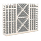 Light wood wine bottle rack with diamond-pattern bottle display and gray-blue back panel