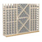 Light wood wine bottle rack with diamond crosshatch and evenly spaced bottle slots