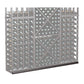 Grey wine bottle storage rack with two side grids, diamond pattern, black base