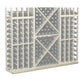 Wine bottle rack with white frame and diagonal bottle slots; 72-inch straight base