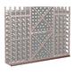 Wine bottle rack with dark brown trim and gray back panel; 72-inch straight base