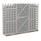 Straight base molding wine rack panel in light gray with diamond lattice and bottle slots