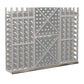 Straight base molding wine rack panel, front view in light gray with diamond lattice and slots