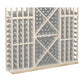 Straight base molding, light wood wine rack with gray back panel and diamond bottle holders
