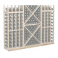 Straight base molding, light wood wine rack with gray back panel and diamond bottle holders