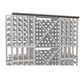 Straight crown molding with dark gray lattice panel detail