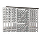 Straight crown molding with dark gray lattice panel detail