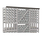 Straight crown molding with dark gray lattice panel detail