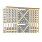 Straight crown molding with decorative lattice and round dot details, light finish