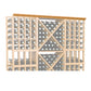 Straight crown molding with decorative lattice and round dot details, warm wood tone
