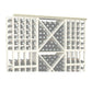 Straight crown molding with decorative lattice grid and round accents, white-painted finish