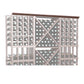Wood bottle rack panel with diamond lattice design and round bottle holders