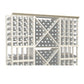 72-inch straight crown molding with perforated lattice panels in light wood