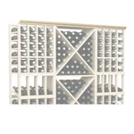 72-inch straight crown molding with perforated lattice panels in light wood