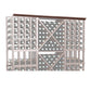72-inch straight crown molding with perforated lattice panels in dark wood