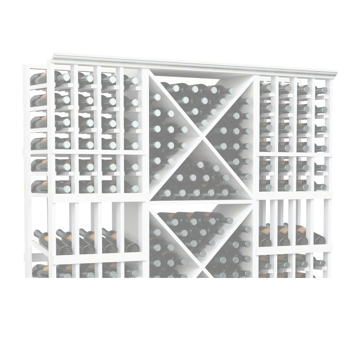 72-inch straight crown molding with perforated lattice panels in white finish