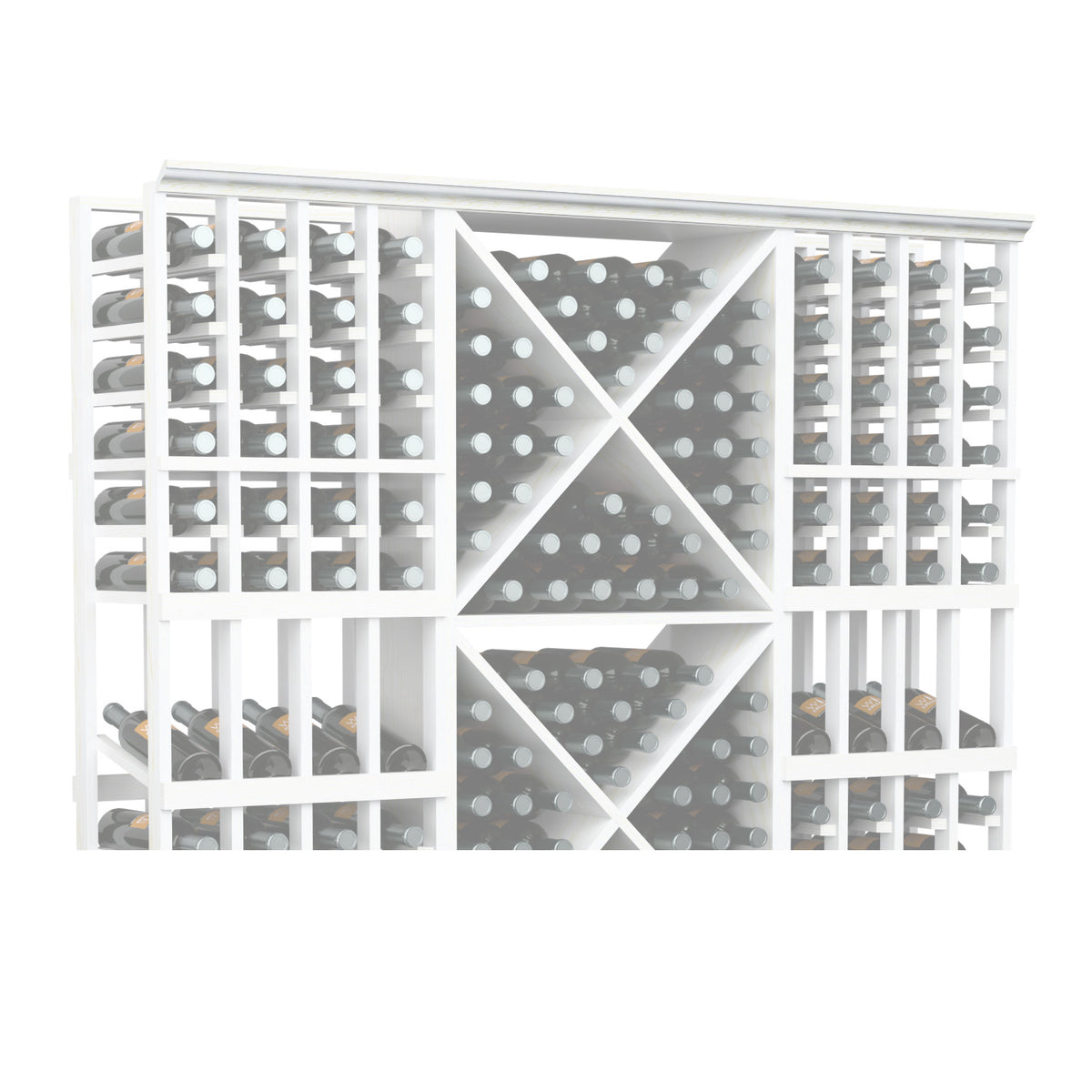 72-inch straight crown molding with perforated lattice panels in white finish