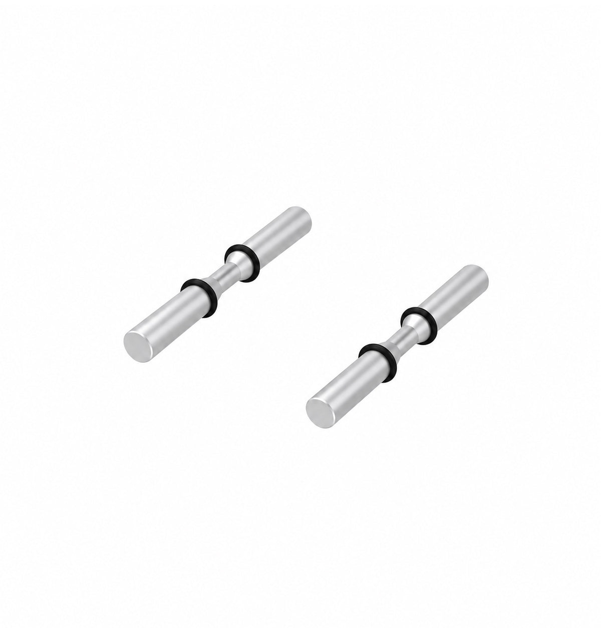 Pair of wine pegs with silver rods and black connector rings