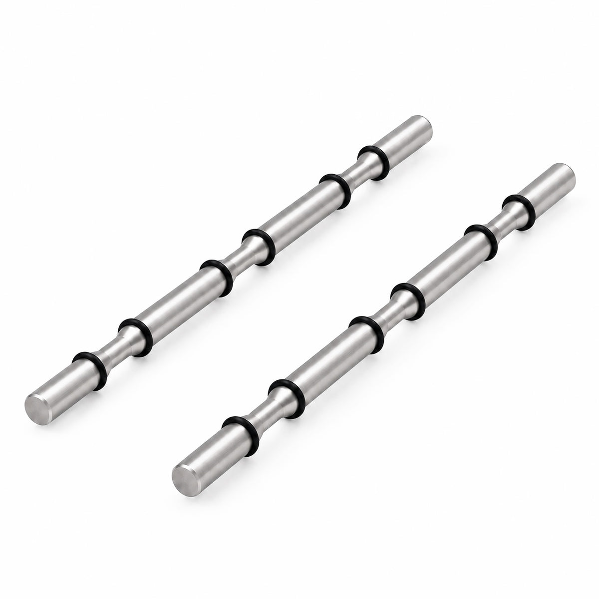 Set of two wine pegs with silver cylindrical rods and black rings