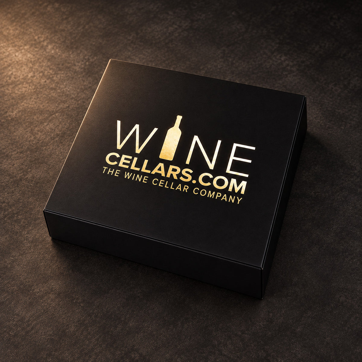 WineCellars.com wood sample kit, closed black box at an angle