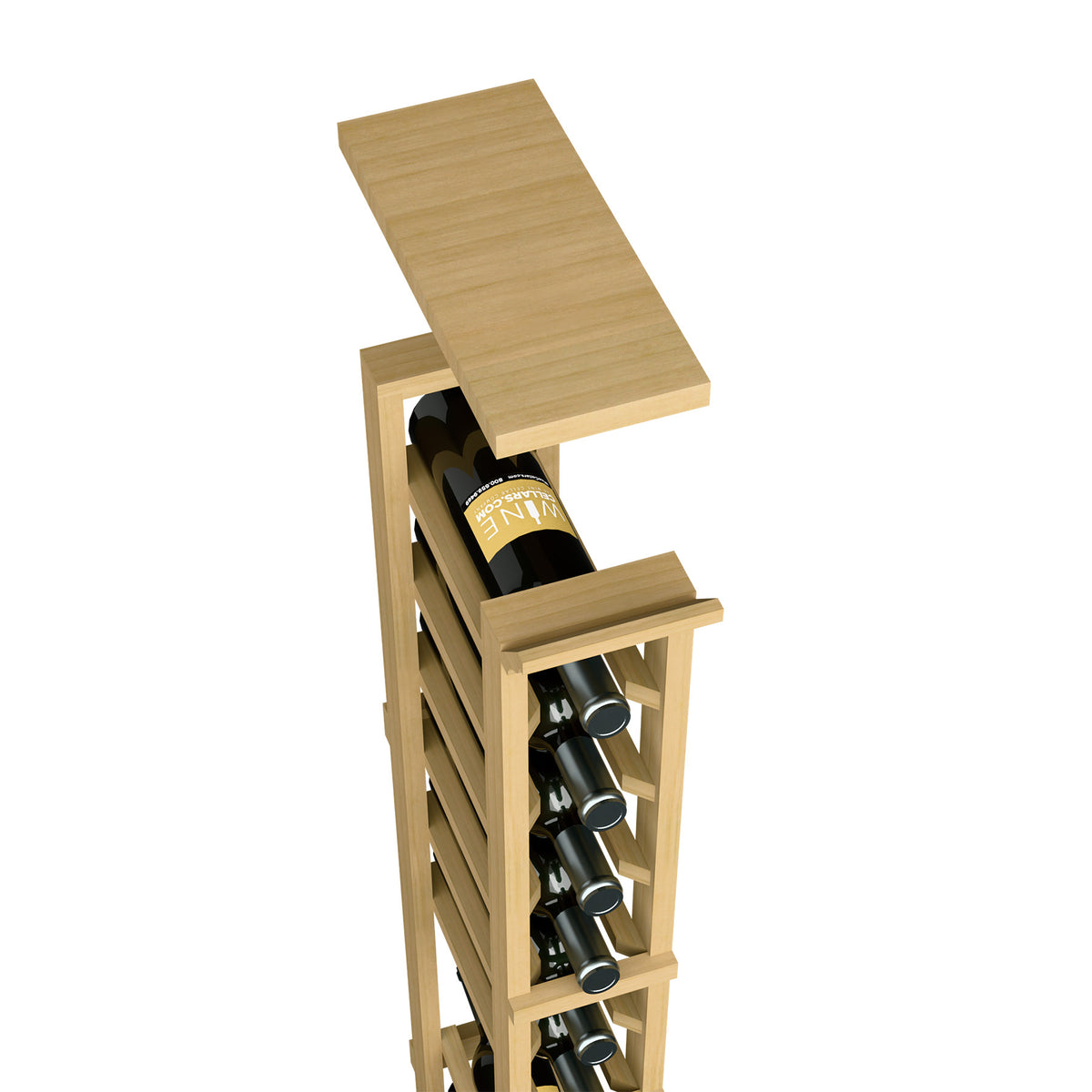 Solid top shelf wine rack, light natural wood with vertical bottle slots