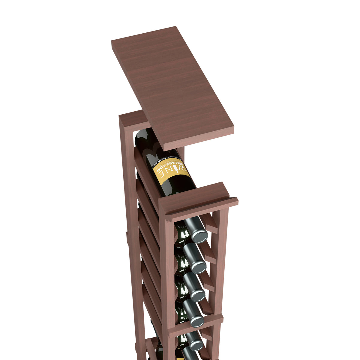 Solid top shelf wine rack, medium brown wood with vertical bottle storage