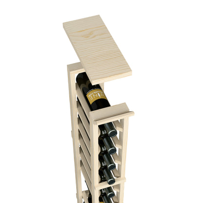 Light wood top shelf with wine bottle slots for a 1-column rack