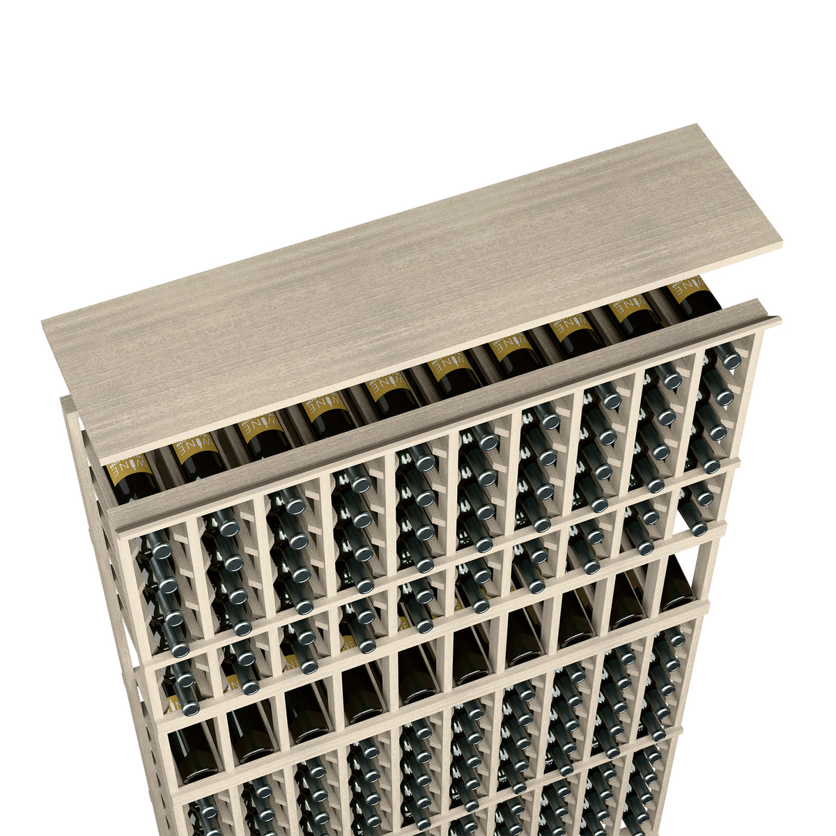 10-column wine rack top shelf, light grey, open bottle-slot grid