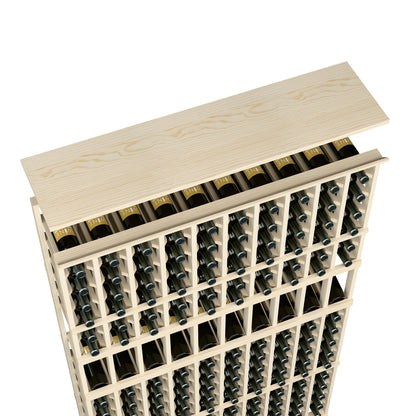 Wine rack top shelf for 10-column rack with bottle slots, natural light wood.