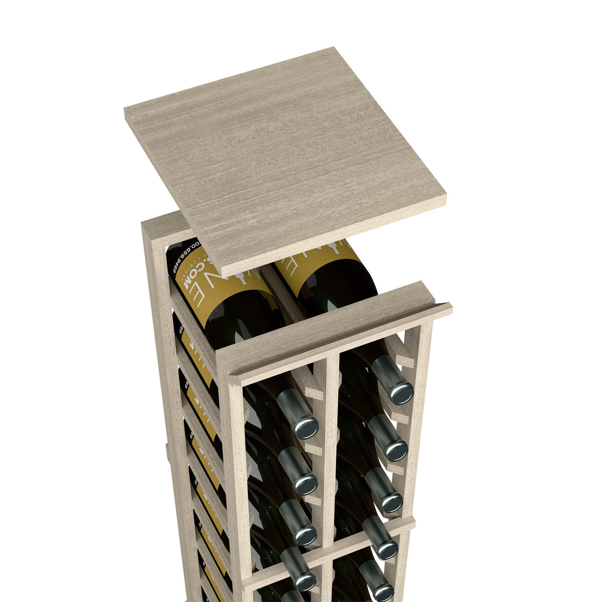 Wine rack top shelf for 2-column magnum rack, light gray wooden top panel