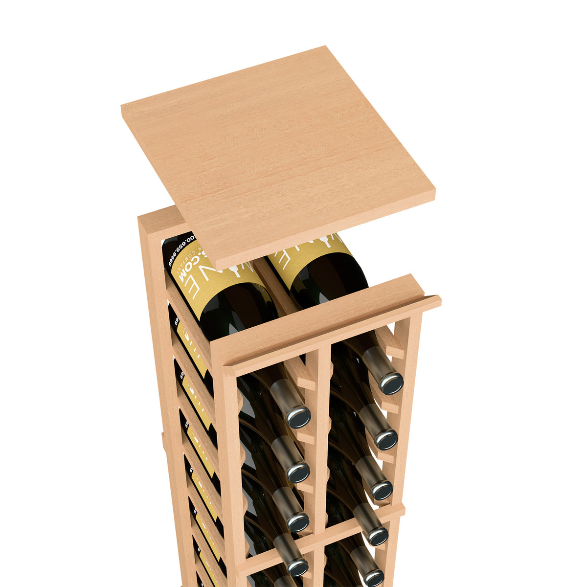 Wine rack top shelf for 2-column magnum rack, natural light wood top panel