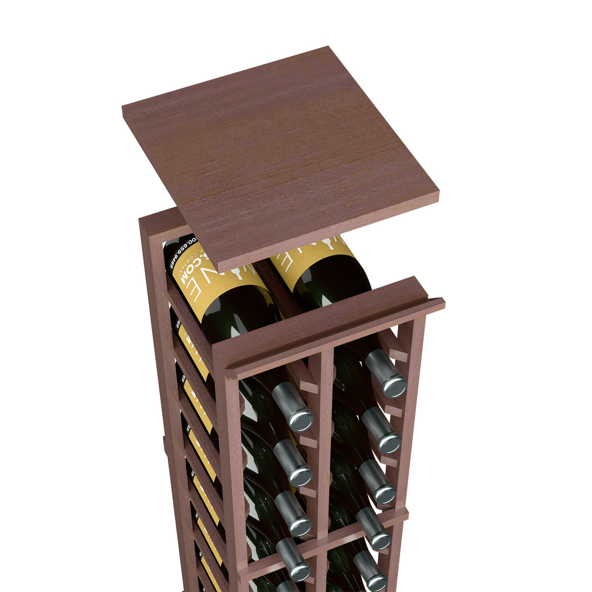 Wine rack top shelf for 2-column magnum rack, rich dark wood top panel